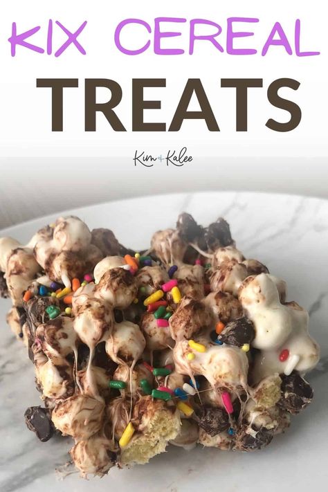 Kix Cereal Bars, Recipes Using Kix Cereal, Kix Cereal Marshmallow Treats, Kix Cereal Treats, Cereal Marshmallow Treats, Kix Cereal Recipes, Recipes Using Marshmallows, Cereal Desserts, Cereal Treat Recipes