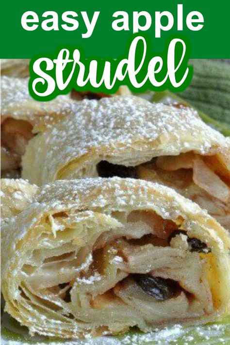 Apple Strudel Recipe From Scratch, Breakfast Strudel, Apple Strudel Puff Pastry, Easy Apple Strudel Recipe, Apple Strudel Recipe, Easy Apple Strudel, Puff Pastry Apple, Strudel Recipes, Apple Puff Pastry