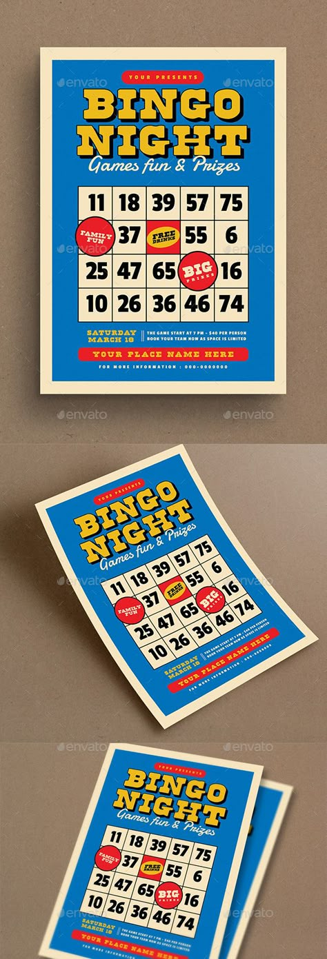 Bingo Design Layout, Bingo Night Flyer, Bingo Poster Design, Bingo Graphic Design, Bingo Illustration, Bingo Card Design, Bingo Poster, Bingo Event, Bingo Graphic