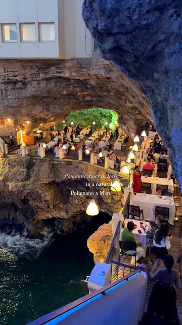 Florian Olbrechts on Instagram: "This restaurant is one of the most unique in the world, nestling inside a natural cave 🥂

It is located in Polignano a Mare, in Puglia, Italy, just a few minutes’ drive from Bari and its airports 🇮🇹

📍Polignano a Mare, Puglia, Italy 

#GrottaPalazzese #restaurant #italy #PolignanoAMare #cave #caverestaurant #visititaly #puglia #interiordesign #architecture #beautifuldestinations #shotoniphone" Natural Cave, Visit Italy, Bari, Puglia, Beautiful Destinations, Italy Travel, Italy, Restaurant, Interior Design