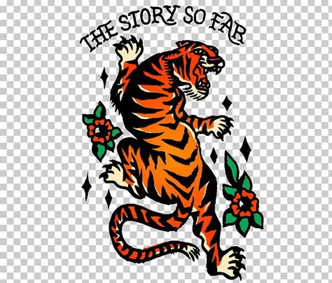 The Story So Far Tattoo Pop Punk, Tssf Tattoo, Climbing Tiger Tattoo, The Story So Far Tattoo, Pop Punk Tattoo, Far Tattoo, Tiger Climbing, Navy Blue Png, Trad Flash