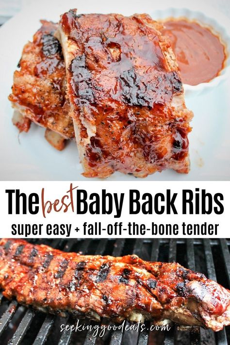 Baby Back Ribs In Oven And Grill, Baking Ribs Before Grilling, Grilled Baby Back Ribs On Gas Grill, Easy Ribs On Grill, Fall Off The Bone Ribs On The Grill, Babyback Ribs Grilled, Ribs Recipe Grilled, Cooking Ribs On Grill, Baby Ribs Recipe