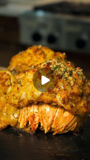 Crab Stuffed Lobster Tail Recipe, Crab Stuffed Lobster, Best Couple Videos, Broiled Fish Recipes, Stuffed Lobster, Cooking Lobster, Stuffed Food, Grilled Lobster Tail, Lobster Dishes