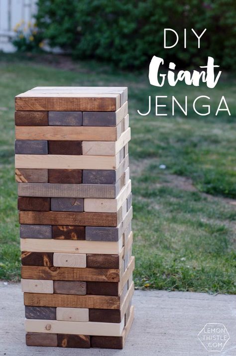 DIY Yard Games- I love this! I've seen Jenga but it's so much fun to have options! Backyard Games Diy, Diy Yard Games, Giant Jenga, Outside Games, Garden Games, Yard Games, Backyard Games, Diy Yard, Diy Games