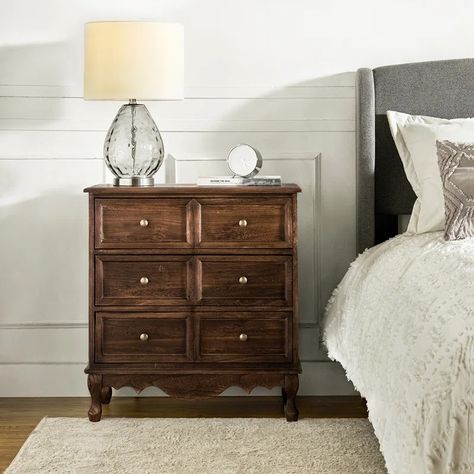 Lark Manor Arshaun Traditional Solid Wood Accent Chest with Charging Station & Reviews | Wayfair Traditional Nightstand, Brown Dresser Bedroom Walmart, Solid Wood Dresser With Nine Drawer, Solid Wood Dresser Walnut, Vintage Brown Dresser, Walnut Dresser Traditional, Wide Sideboard, 3 Drawer Nightstand, Accent Chests And Cabinets