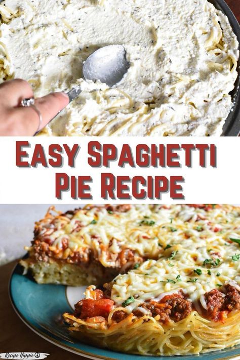 Spaghetti Pie With Ricotta, Spaghetti Pie Recipe Easy, Spaghetti Pie Casserole, Leftover Spaghetti Recipe, Using Ricotta Cheese, Ricotta Spaghetti, Recipes Using Ricotta Cheese, Spaghetti Baked, Spaghetti Pie Recipe