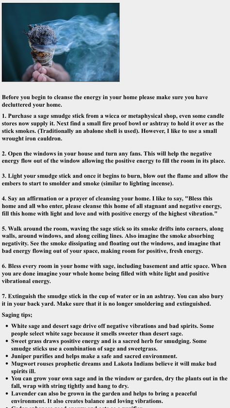 How To Properly Sage A Home, How To Cleanse Your Home With Sage, House Cleansing Spell, What To Say While Burning Sage, Sage Cleansing Prayer, Sage Cleansing Mantra, Sage House Cleansing Smudging Prayer, How To Cleanse Your Home Of Bad Energy With Sage, Smudge Yourself