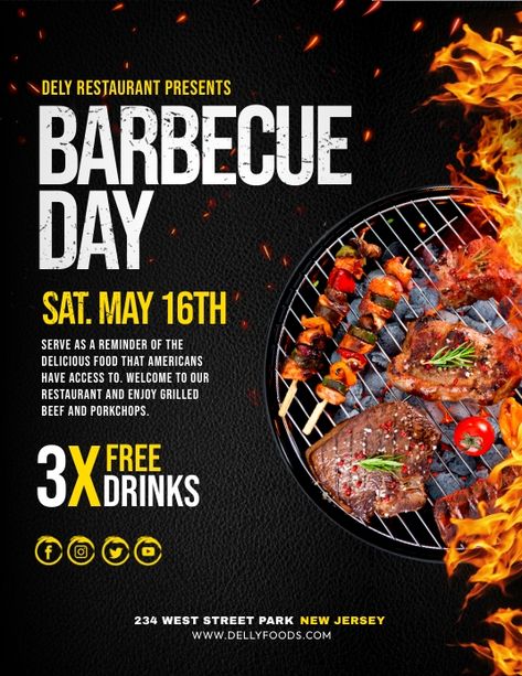 Customize this design with your video, photos and text. Easy to use online tools with thousands of stock photos, clipart and effects. Free downloads, great for printing and sharing online. Flyer (US Letter). Tags: barbecue and grill event flyer poster editable template, barbecue day poster, barbecue day promo, barbecue online social media advertisement post, barbecue promotion discount for restaurant, flyer designs, flyer templates, free flyer templates, free templates for flyers, templates for Cookout Flyer Design, Grill Flyer Design, Promotional Posters Design, Barbecue Poster Design, Barbecue Flyer Design, Grill Poster Design, Grill Graphic Design, Bbq Poster Design, Bbq Advertising