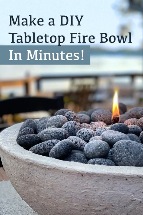 Tabletop Fire Bowl Patio, Concrete Table Top Diy Patio, Fire Pit On Pool Deck, Homemade Fire Pit Diy, Diy Garden Fire Pit, Outdoor Table Fire Pit, Indoor Tabletop Fireplace, Homemade Tabletop Fire Pit, Concrete Fire Table Diy