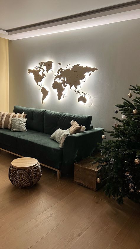 Wall Maps Decor, Unique House Warming Gift Ideas, World Map Wall Decor, Wood World Map, World Map Decor, World Map Wallpaper, Light Wall Art, Wood And Acrylic, Light Decor