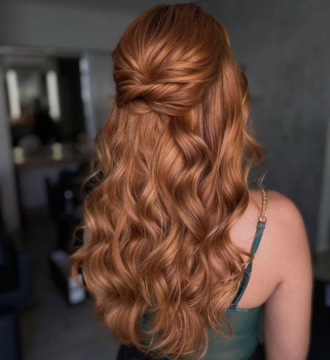 Prom Hairstyles For Long Red Hair, Wedding Hairstyles For Long Hair Redhead, Bridal Hairstyles Half Up Half Down Red Hair, Redhead Bridesmaid Hair, Red Hair Wedding Styles, Red Hair Hairstyles Wedding, Hoco Hairstyles Red Hair, Wedding Hairstyles Redhair, Prom Hairstyles For Ginger Hair