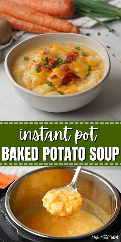 Easy Instant Pot Potato Soup, Potato Instant Pot, Potato Soup Made With Instant Potatoes, Instant Pot Recipes Potato Soup, Instapot Potato Soup, Instant Pot Potato Soup Easy, Potatoe Soup Insta Pot, Easy Instant Pot Potato Soup With Frozen Potatoes, Instant Pot Baked Potato Soup Easy