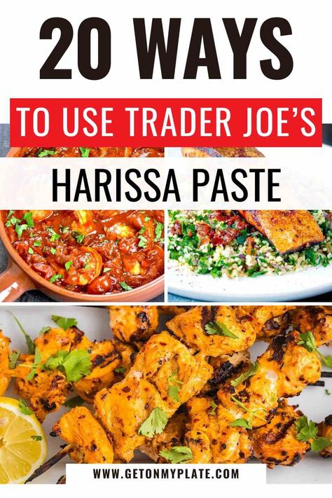 This Trader Joe's Harissa Paste (Traditional Tunisian Harissa) will add flavor and spice up almost ANY dish! Here are just 21 ways to use it! Harissa Sauce Uses, How To Use Harissa Paste, Tunisian Harissa, Harissa Salmon, Easy Roasted Potatoes, Harissa Recipes, Harissa Chicken, Pasta Salad Dressing, Harissa Paste