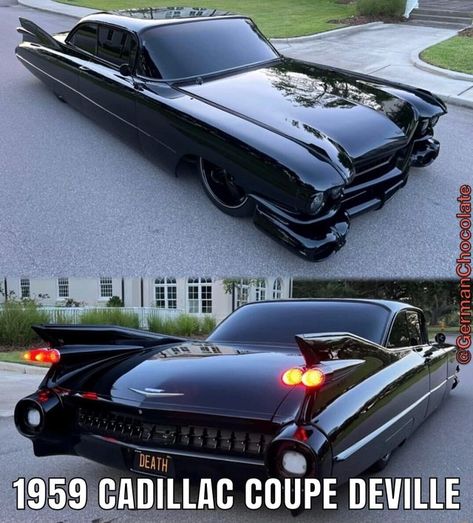 Black Cadillac, Cadillac Coupe Deville, Old American Cars, Coupe Deville, 1959 Cadillac, Cool Old Cars, Custom Muscle Cars, Classy Cars, Hot Rods Cars