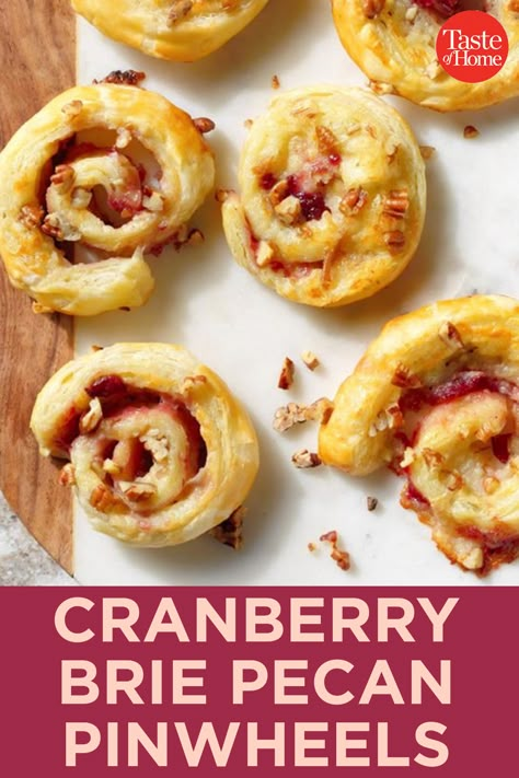 Cranberry Brie Pecan Pinwheels Quick Potluck Recipes, Pecan Pinwheels Recipe, Vegetarian Potluck Recipes, Pecan Pinwheels, Hot Springs Montana, Easy Christmas Dinner Menu, Potluck Food, Group Recipes, Easy Christmas Dinner