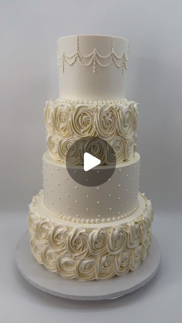 Omar Granillo on Instagram: "I know that the only thing missing from this cake are some sugar roses. . . . #o4cake #cakereels #viralcakes  . . . #buttercreampassion #cakesofinstagram #igcake #cakegram #pasteleriacreativa #boloslindos #cakesoftheday #cakecake #reels #trendingcakes #weddingcake #megusta #pastelesdeboda #rosette #buttercreamaskills" Two Tier Rosette Cake, Rosette Cake Wedding, Rosette Cake, Sugar Rose, Cake Wedding, Wednesday Morning, Tiered Cakes, Butter Cream, Wedding Cakes