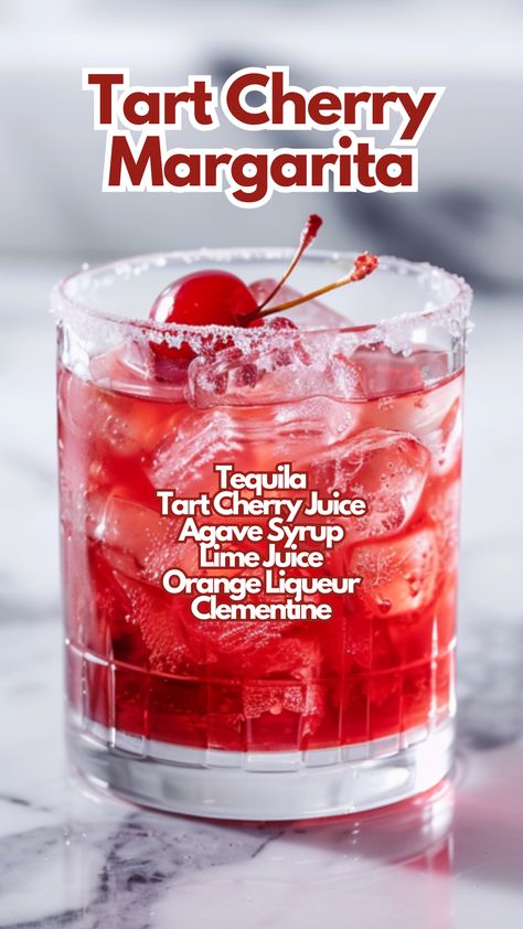 Tart Cocktails, Fun Summer Cocktail Recipes, Cherry Cocktail Recipes, Cherry Cocktails, Margarita Flavors, Cherry Margarita, Liqueur Cocktails, Cocktail Cards, Cherry Drink