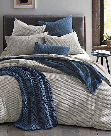 Grey And Navy Bedroom Ideas, Jacquard Bedding, Fun Throw Pillows, Bed Comforter Sets, Bernhardt Furniture, King Comforter Sets, Blue Bedding, Comforter Cover, Queen Duvet