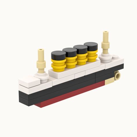 For day 3 I've decided to bring back a classic old LEGO MOC of mine but in a new micro-scaled form. The LEGO RMS Titanic MOC features a small loop at its end which makes it practical to hang around as a Christmas decoration. Designed by The Bobby Brix Channel in 2023. Lego Titanic, Lego Micro, Micro Lego, Calendar Day, Calendar 2023, Rms Titanic, Building Instructions, Lego Group, Lego Parts