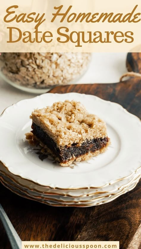 Embark on a delicious journey to Canada with these easy, old-fashioned date squares – a classic Canadian treat that's simply the best! 🍽✨ Crafting a batch of nostalgic goodness is a breeze, savoring the perfect blend of sweet dates and buttery goodness. Simple, timeless, and undeniably the best! Small Cookies Recipe, Oatmeal Date Bars, Cooking With Dates, Date Filling, Date Recipes Desserts, Date Slice, Oatmeal Crumble, Date Squares, Slice Recipe