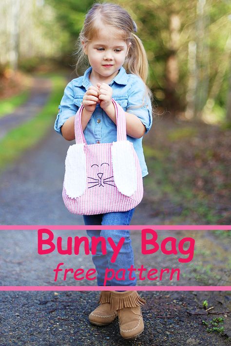 Bunny Bag free pattern. We found a cool pattern that you can get for FREE, and create a super cute Bunny Bag for your girl! This bag is perfect for holding Easter goodies, as well as for any other time of the year! #SewModernKids #SewingForKids #EasterSewingPattern #SewingForEaster #KidsSewingPattern #SewAKidsBag #KidsBagSewingPattern Bag Free Sewing Pattern, Bunny Sewing Pattern, Bunny Sewing, Tote Bag Pattern Free, Bunny Bags, Hat Patterns To Sew, Free Sewing Patterns, Bag Pattern Free, Free Sewing Pattern