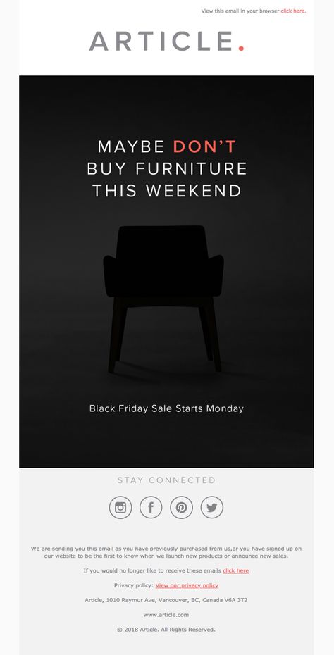 Black Friday Email Design, Marketing Campaign Design, Black Friday Sale Design, Black Friday Email, Black Friday Marketing, Black Friday Campaign, Black Friday Furniture, Guerrilla Marketing, Black Friday Design