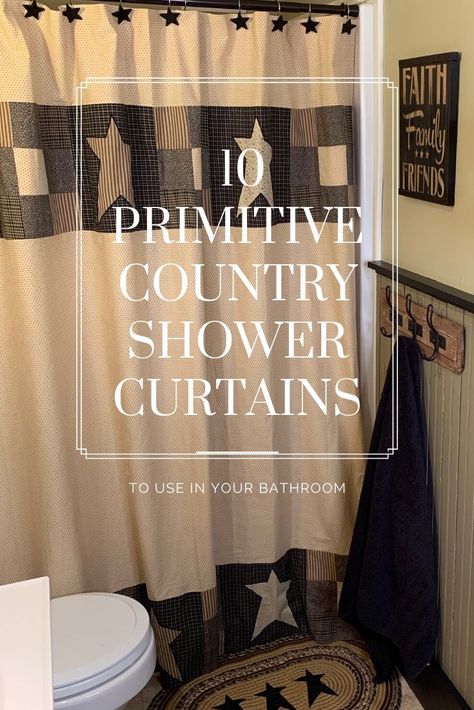 We created videos of 10 bathroom updates with some of our favorite primitive shower curtains. We suggest what rugs to use and feature other decor accents for 10 mini bathroom makeovers! Primitive Bathroom Decor Ideas, Primitive Bathroom Ideas, Primitive Shower Curtains, Primitive Bathroom Decor, Country Shower Curtain, Primitive Decor Ideas, Primitive Bathroom, Mini Bathroom, Country Baths