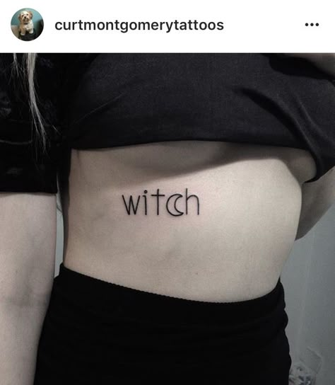 Witch by curt Montgomery Tiny Halloween Tattoos For Women, Witch Tattoos For Women, Witch Tattoos, Wicca Tattoo, Witchcraft Tattoos, Tattoo Design For Women, Wörter Tattoos, Wiccan Tattoos, Word Tattoo