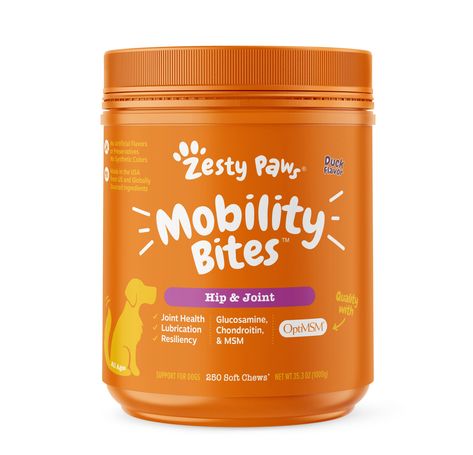 Mobility Bites Dog Joint Supplement - Hip and Joint Chews for Dogs - Pet Products with Glucosamine, Chondroitin, & MSM + Vitamins C and E for Dog Joint Relief   Duck   250 Count Active Dogs, Dog Joints, Pet Items, Glucosamine Chondroitin, Vitamins C, Dog Supplements, Dog Activities, Pet Stuff, Pet Products