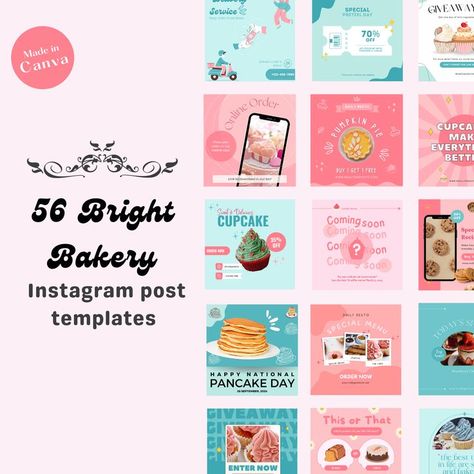 Bakery Social Media Post, Bakery Instagram Post, Bakery Social Media, Baking Instagram, Retro Bakery, Bakery Instagram, Pretzel Day, Blue Cafe, Pancake Day