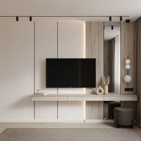 Bedroom Morden Interior, Mini Tv Unit, Hotel Tv Wall Design, Tv Unite, Tv Unit Bedroom, Tv Wall Panel, Design Ložnic, Bedroom Tv Wall, Tv Unit Design Modern