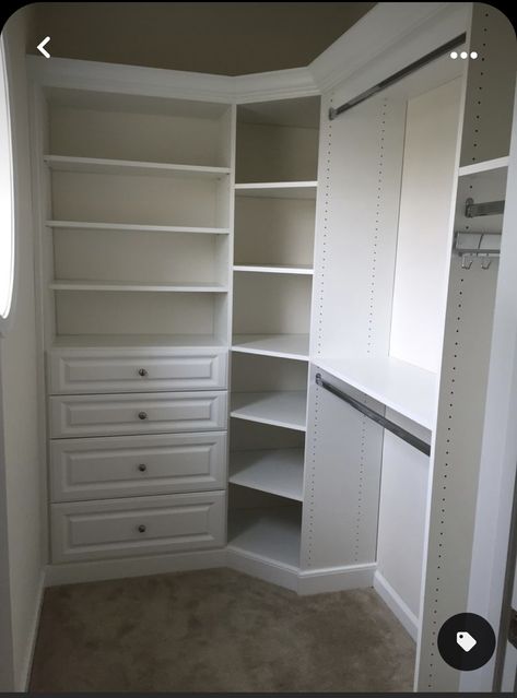 Corner Closet, Walking Closet, Closet Design Layout, Closet Renovation, Closet Layout, Kids Closet Organization, Small Closets, Bathroom Closet, Closet Organization Diy