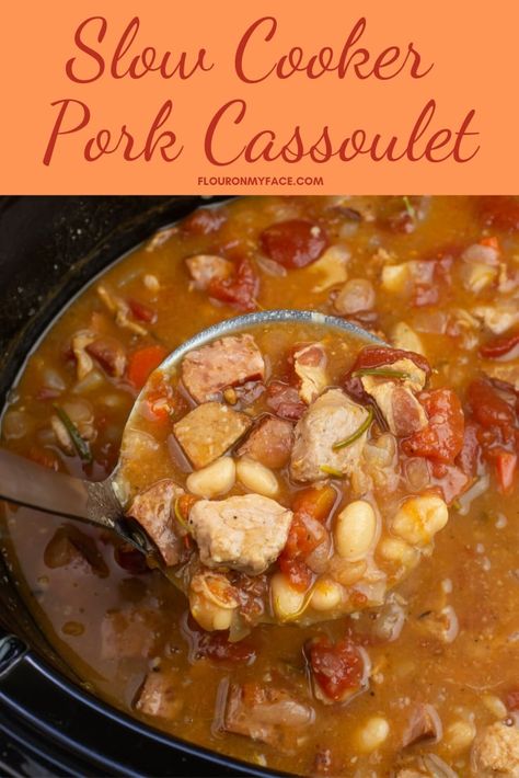 Cassoulet Recipe Slow Cooker, Pork Cassoulet Recipe, Pork Stew Meat Recipes, Chicken Cassoulet, Cubed Pork, Sausage Cassoulet, Cassoulet Recipe, Pork Stew Meat, Pork Stew Recipes