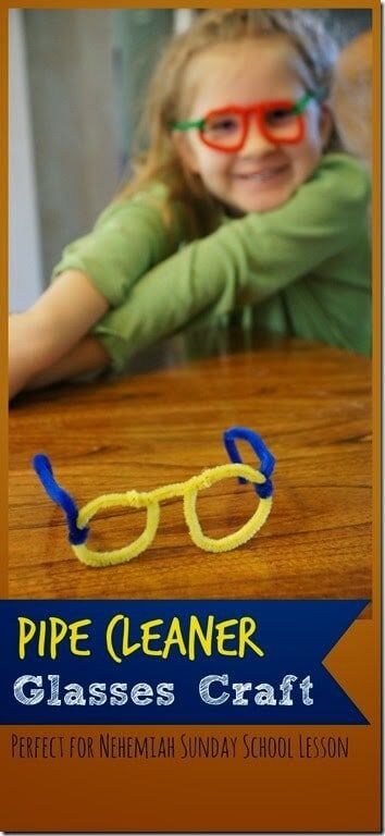 Nehemiah Craft, Pipe Cleaner Glasses, Pipe Cleaner Crafts, 5 Senses, Boomerangs, Pipe Cleaners, Inventors, Sunday School Lessons, Sunday School Crafts