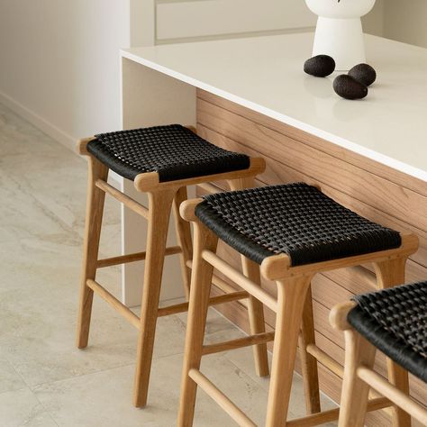 The Fuji Backless Counter Stools are a perfect blend of style and comfort! 😍✨ #indoor #indoorfurniture #furniture #counterstools #stools #kitchen #kitchendecor #home Backless Counter Stools, Coastal Dining, Counter Stools Backless, Short Stools, Saddle Stools, Danish Furniture Design, Counter Bar, Teak Frame, Kitchen Stools