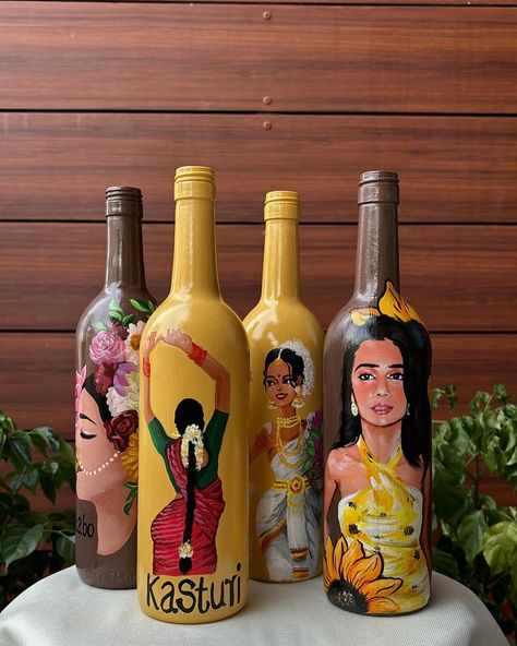 Glass bottle painting 🥂 . . . . . . . . . #bottleart #art #bottlepainting #bottleartwork #bottle #homedecor #handmade #bottlecraft #artistsoninstagram #artist #diy #bottledecor #bottleartist #artwork #bottledesign #bottles #artoftheday #craft #painting #bottleartindia #recycle #kerala #bottleartcreation #bottlearts #crafts #diyhomedecor #bottledecoration #love #bottlecrafts #decoupage Aesthetic Bottle Painting, Glass Bottle Painting, Bottle Art Projects, Hand Painted Wine Bottles, Craft Painting, Waste Material, Glass Painting Designs, Painted Wine Bottles, Easy Diy Gifts