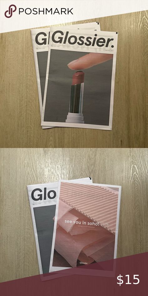 Glossier newspaper Glossier Newspaper, Glossier Pop Up, Summer Board, Beauty Marketing, Newspaper Design, Morning Routines, Real Techniques, Glossy Paper, Newspaper