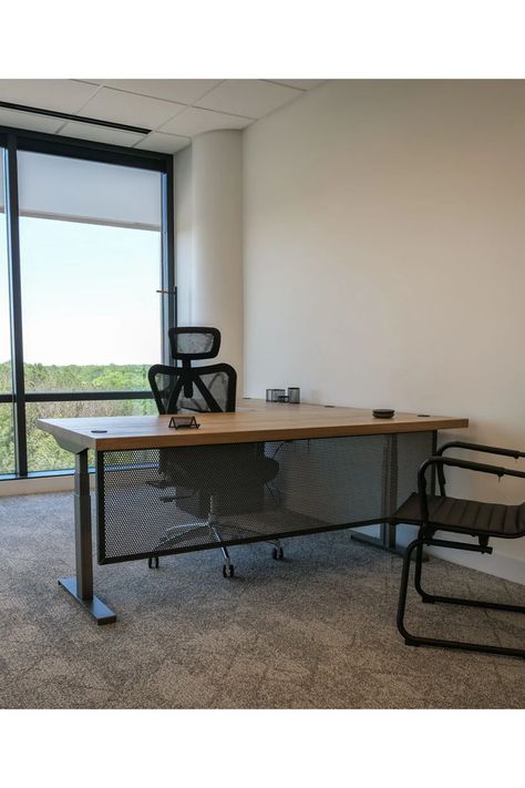 Productivity and versatility at the touch of a button. Our Height Adjustable desk with modesty panel is the perfect way to make sure you get your employees standing. This desk is quiet enough for an office space. Our modesty panel offers an additional level of privacy. #desk #furniture #deskdecor #officefurniture #deskdesign #officedesk #workdesk #desks #homedecor #desksetup #ironageoffice Height Adjustable Desk, Modesty Panel, Office Reception, Sit To Stand, Office Humor, Iron Age, Adjustable Desk, Work Desk, Adjustable Height Desk