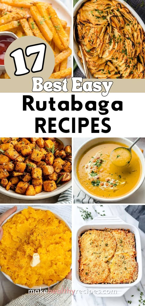 Unlock the potential of rutabagas with these creative and easy fall rutabaga recipes! Whether you're blending them into a hearty soup or dishing them up mashed with a touch of brown sugar, these recipes are perfect for anyone wanting to add some variety to their diet. Explore combinations like rutabaga and garlic or rutabaga and carrot for a delightful twist on classic flavors. Turnip Recipes Air Fryer, Rudabega Recipes Mashed, Roasted Rutabaga Recipes, Rootabega Recipe, Air Fryer Rutabaga, Rudabega Recipes, Air Fried Snacks, How To Cook Rutabaga, Swede Recipes