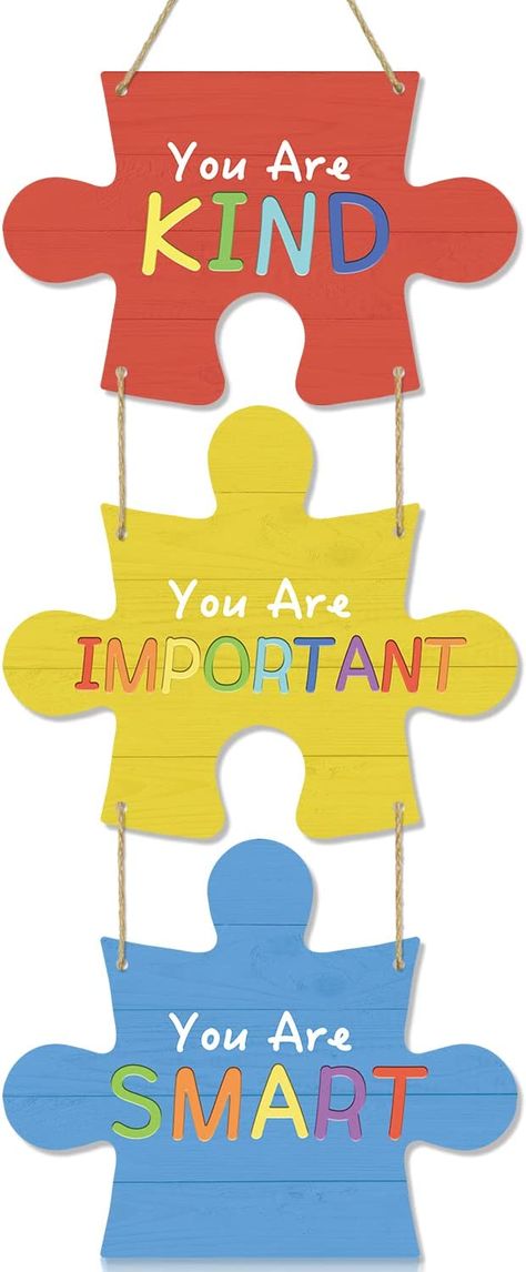 IARTTOP You Are Important Motivational Wood Hanging Wall Art,You Are Smart Positive Quotes Wall Decor for Kids,3 Pieces Colorful Jigsaw Puzzle Wooden Plaque,You Are Kind Inspirational Quote Wood Sign for School Classroom Home Decor School Wall Art Ideas Classroom, Classroom Rules Decoration, School Wall Art Ideas, Classroom Wall Decor, Preschool Classroom Decor, School Wall Art, Classroom Quotes, You Are Smart, Wall Decor Quotes