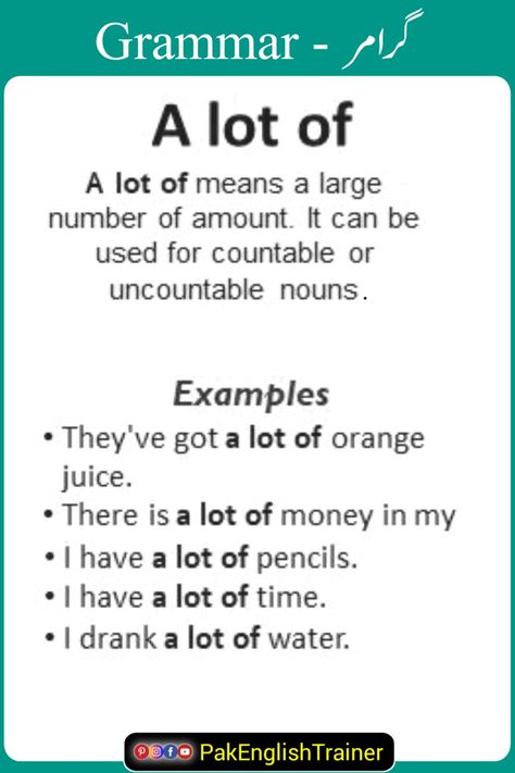 How to use A lot of ? Usage of A lot of in English, Grammar, A lot of usage, Use of A lot of in English, Phrases, A lot of, using A lot of in English with examples, Pak English Trainer A Lot Of Lots Of Grammar, Advance English, Uncountable Nouns, Some Sentences, Phrases And Sentences, Phrase Meaning, English Phrases Idioms, English Sentences, English Phrases