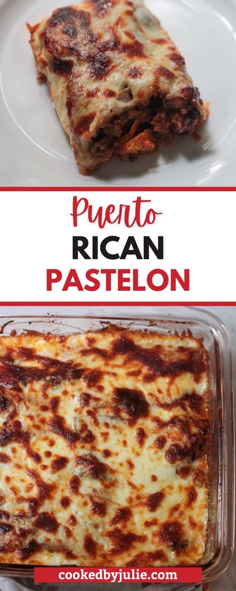 Puerto Rican Pastelon is layers of meat sauce, cheese, and sweet plantains for a lasagna that's not lasagna! This dish is a Puerto Rican classic that's super easy to make and feeds a crowd. Serve this for the holidays for a sweet, salty, flavorful dish. It’s cheesy, rich, comforting, and makes the best leftovers. Click through for all the details! Portarican Food Puerto Rico, Puerto Rican Recipes Thanksgiving, Pastelon Recipe Puerto Rico, Puerto Rican Lasagna, Pastelon Recipe, Best Leftovers, Sweet Plantains, Island Recipes, Lasagna Recipes