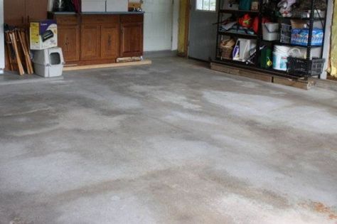 Concrete Garage Floor, Cheap Remodel, Concrete Garages, Concrete Garage, Budget Remodel, Clean Garage, Concrete Walkway, Home Remodel, Garage Floor