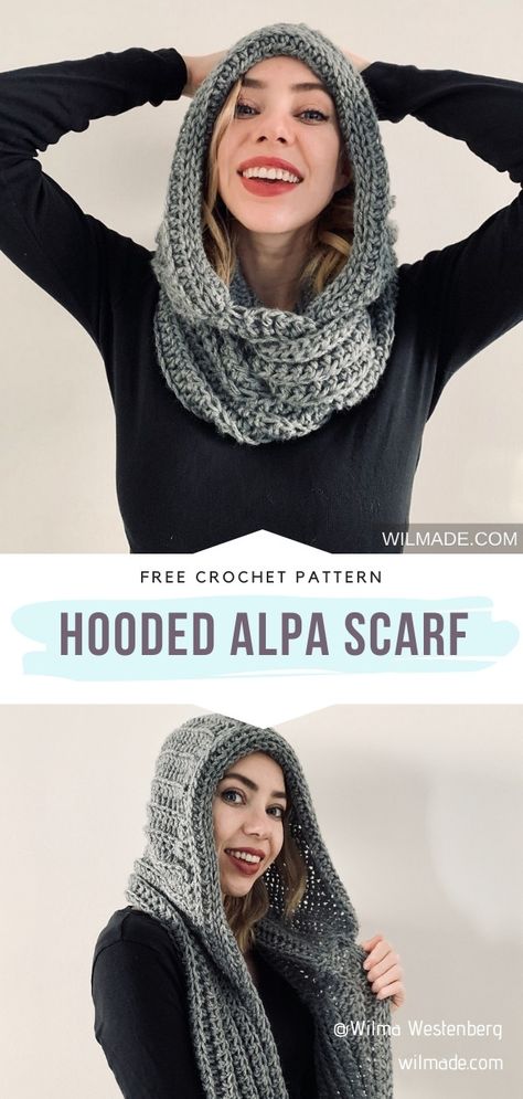 Hoodie Scarf Crochet Pattern, Crochet Hooded Scarf With Pockets Free Pattern, Hood Cowl Pattern, Hoodie Scarf Pattern, Hood Scarf Crochet Pattern Free, Hooded Pocket Scarf Crochet, Crochet Hooded Scarf Free, Crocheted Hooded Scarf, Knitting Hooded Scarf