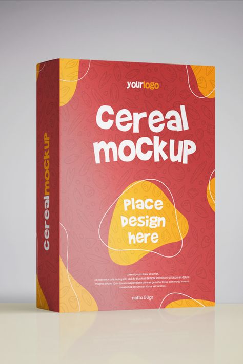 Download the free cereal box packaging mockup. PSD template with well-organized layers. Built with Smart Layers, you can easy to modify it in Photoshop. High-quality with a dimension of 3000×2000 at 300 dpi. Cereal Box Template, Cereal Box Packaging, Cereal Box Design, Portfolio Mockup, Cereals Packaging Design, Box Packaging Templates, Cereal Packaging, Coffee Infographic, Package Mockup