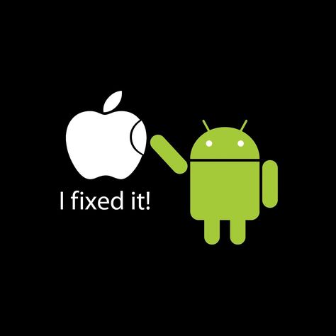 Android Bot Fixes Apple Logo! I Don't Like Android But I Like Apple Better👍🏻 Funny Facebook Cover, Steve Wozniak, Funny Logo, Phone Logo, Pinterest Humor, Facebook Humor, Facebook Timeline Covers, Funny Wallpaper, Apple Logo