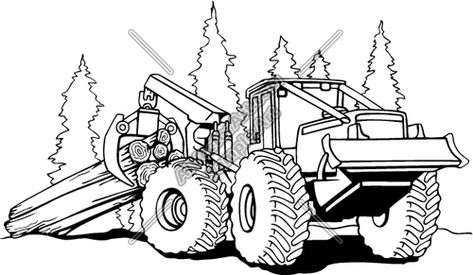 Log Skidder Clip Art Log Skidder, Log Drawing, Tractor Coloring Pages, Logging Equipment, Wood Logo, Mountain Drawing, Cricut Expression, Dremel Wood Carving, Truck Coloring Pages