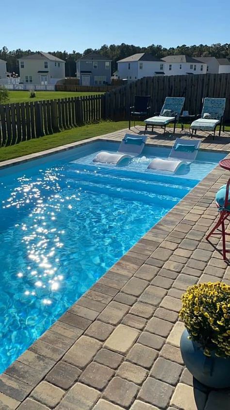 Where To Put Pool In Backyard, 10 X 20 Pool, Modern Inground Pool Ideas, Pool In Small Backyard Ideas, Backyard Pool Designs Budget, Sloped Yard Pool, 14x28 Inground Pool, 10x20 Pool, In Ground Pools Backyard