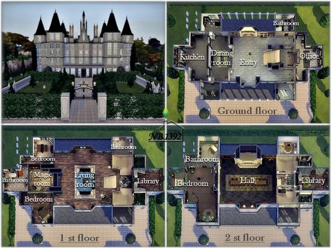 The Sims Resource - Malfoy's Manor Easy Sims 4 House, Sims 4 Floor Plans, Sims 4 Floor, Sims 4 Penthouse, Sims 4 Beach House, Penthouse Layout, Sims 4 Family House, Malfoy Manor, Sims 4 Modern House