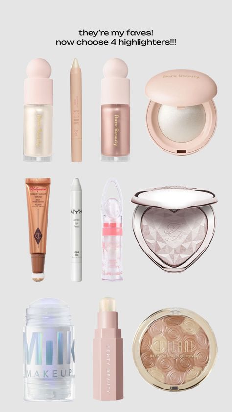 #highlighter #nyx #charlottetilbury #milk #rarebeaury #toofaced Nyx Highlighter Stick Cottage Cheese, Highlighter Recommendation, Highlighter Cream, Liquid Hilighter, Lottie Highlighter, Nyx Highlighter, Milk Highlighter, Rate Beauty Highlighter, Christmas Ideas Gifts